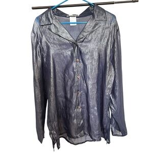 Eric Casual Shirt Top‎ Metallic Long-Sleeve Button-Up Large Evening Whimsigoth